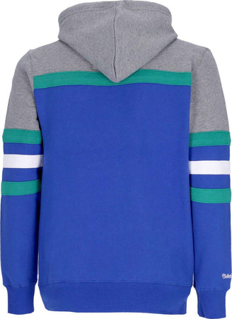 MITCHELL-&amp;-NESS-Felpa-Cappuccio-Uomo-Nba-Headcoach-Hoodie-Hardwood-Classics-Mintim-Royal-da-uomo