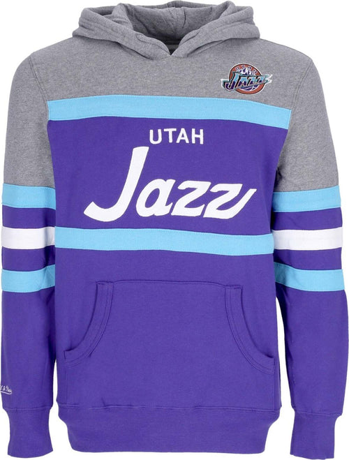 MITCHELL-&-NESS-Felpa-Cappuccio-Uomo-Nba-Headcoach-Hoodie-Hardwood-Classics-Utajaz-Purple-da-uomo