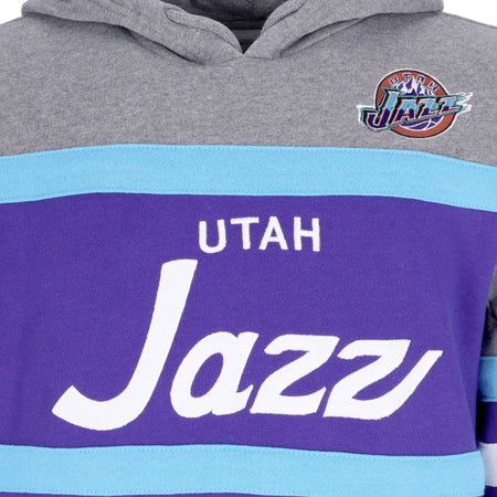 MITCHELL-&amp;-NESS-Felpa-Cappuccio-Uomo-Nba-Headcoach-Hoodie-Hardwood-Classics-Utajaz-Purple-da-uomo