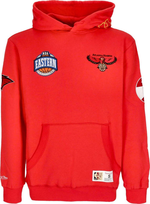MITCHELL-&-NESS-Felpa-Cappuccio-Uomo-Nba-Hometown-Fleece-Hoodie-Atlhaw-Red-da-uomo