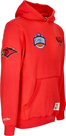 MITCHELL-&amp;-NESS-Felpa-Cappuccio-Uomo-Nba-Hometown-Fleece-Hoodie-Atlhaw-Red-da-uomo