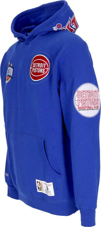 MITCHELL-&amp;-NESS-Felpa-Cappuccio-Uomo-Nba-Hometown-Fleece-Hoodie-Detpis-Royal-da-uomo