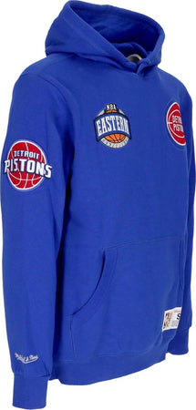 MITCHELL-&amp;-NESS-Felpa-Cappuccio-Uomo-Nba-Hometown-Fleece-Hoodie-Detpis-Royal-da-uomo