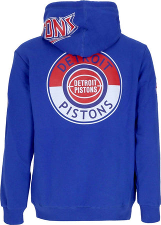 MITCHELL-&amp;-NESS-Felpa-Cappuccio-Uomo-Nba-Hometown-Fleece-Hoodie-Detpis-Royal-da-uomo