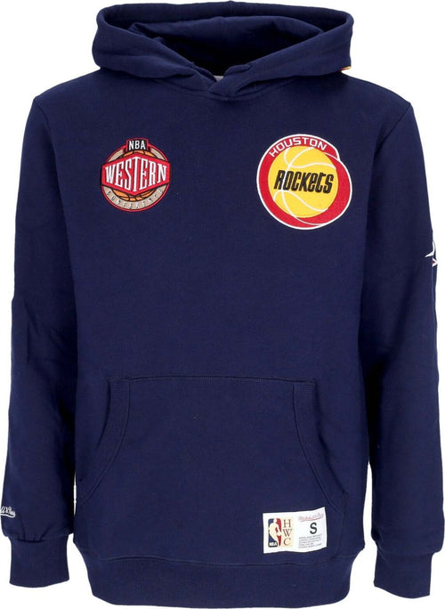 MITCHELL-&-NESS-Felpa-Cappuccio-Uomo-Nba-Hometown-Fleece-Hoodie-Houroc-Navy-da-uomo
