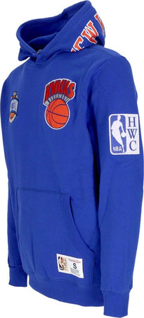 MITCHELL-&amp;-NESS-Felpa-Cappuccio-Uomo-Nba-Hometown-Fleece-Hoodie-Neykni-Royal-da-uomo