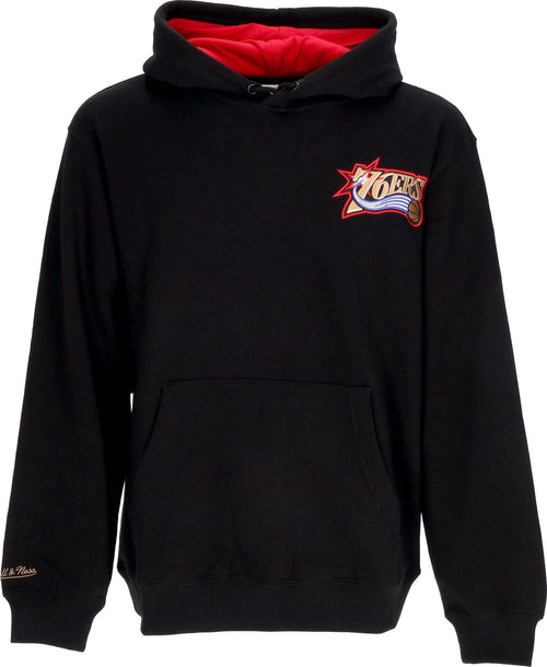 MITCHELL-&-NESS-Felpa-Cappuccio-Uomo-Nba-Premium-Fleece-Vintage-Logo-Hoodie-Allen-Iverson-Phi76e-Black-da-uomo