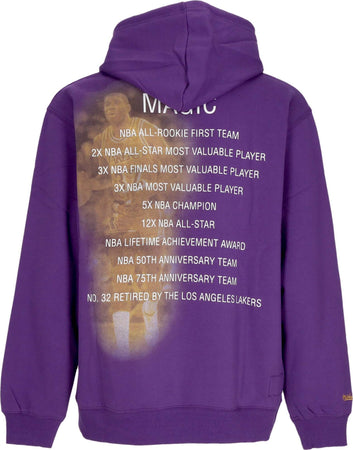 MITCHELL-&amp;-NESS-Felpa-Cappuccio-Uomo-Nba-Premium-Fleece-Vintage-Logo-Hoodie-Ervin-Johnson-Loslak-Purple-da-uomo
