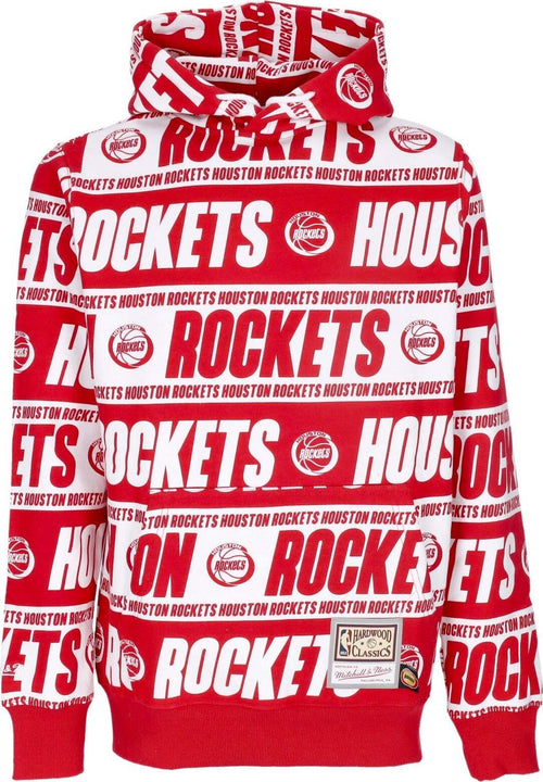 MITCHELL-&-NESS-Felpa-Cappuccio-Uomo-Nba-Teamwrap-Hoodie-Hardwood-Classics-Houroc-Red-da-uomo