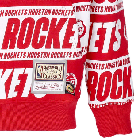 MITCHELL-&amp;-NESS-Felpa-Cappuccio-Uomo-Nba-Teamwrap-Hoodie-Hardwood-Classics-Houroc-Red-da-uomo