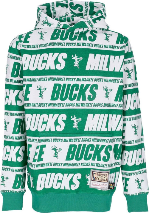 MITCHELL-&-NESS-Felpa-Cappuccio-Uomo-Nba-Teamwrap-Hoodie-Hardwood-Classics-Milbuc-Green-da-uomo