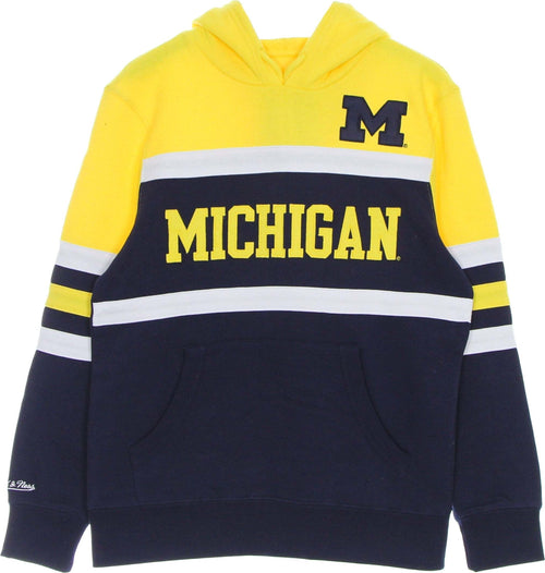 MITCHELL-&-NESS-Felpa-Cappuccio-Uomo-Ncaa-Head-Coach-Hoodie-Msuspa-Navy/yellow-da-uomo