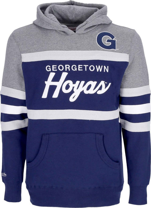 MITCHELL-&-NESS-Felpa-Cappuccio-Uomo-Ncaa-Headcoach-Hoodie-Geohoy-Navy-da-uomo