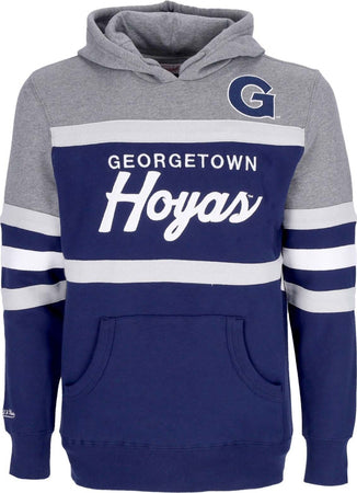 MITCHELL-&amp;-NESS-Felpa-Cappuccio-Uomo-Ncaa-Headcoach-Hoodie-Geohoy-Navy-da-uomo