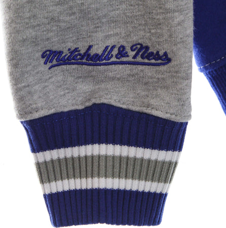 MITCHELL-&amp;-NESS-Felpa-Cappuccio-Uomo-Ncaa-Pinnacle-Heavyweight-Fleece-Hoodie-Dukdev-Royal/grey-da-uomo