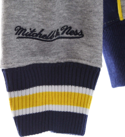 MITCHELL-&amp;-NESS-Felpa-Cappuccio-Uomo-Ncaa-Pinnacle-Heavyweight-Fleece-Hoodie-Msuspa-Navy/yellow-da-uomo