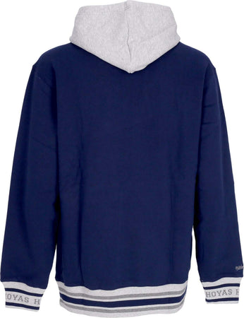 MITCHELL-&amp;-NESS-Felpa-Cappuccio-Uomo-Ncaa-Premium-Fleece-Vintage-Logo-Hoodie-Geohoy-Navy-da-uomo