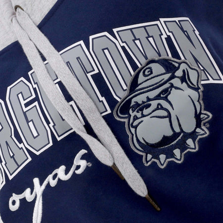 MITCHELL-&amp;-NESS-Felpa-Cappuccio-Uomo-Ncaa-Premium-Fleece-Vintage-Logo-Hoodie-Geohoy-Navy-da-uomo