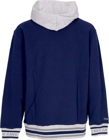 MITCHELL-&amp;-NESS-Felpa-Cappuccio-Uomo-Ncaa-Premium-Vintage-Logo-Fleece-Hoodie-Micwol-Navy-da-uomo