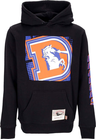 MITCHELL-&amp;-NESS-Felpa-Cappuccio-Uomo-Nfl-Big-Face-7.0-Hoodie-Denbro-Black-da-uomo