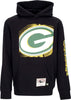 MITCHELL-&amp;-NESS-Felpa-Cappuccio-Uomo-Nfl-Big-Face-7.0-Hoodie-Grepac-Black-da-uomo