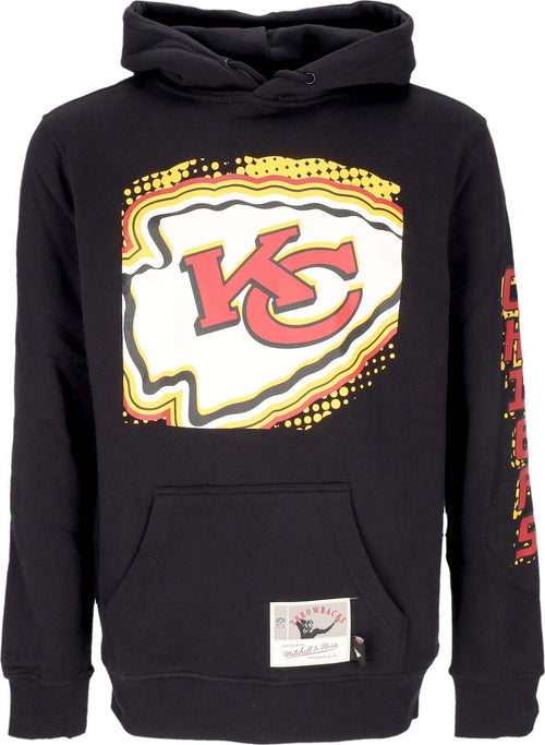 MITCHELL-&-NESS-Felpa-Cappuccio-Uomo-Nfl-Big-Face-7.0-Hoodie-Kanchi-Black-da-uomo