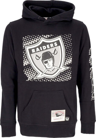 MITCHELL-&amp;-NESS-Felpa-Cappuccio-Uomo-Nfl-Big-Face-7.0-Hoodie-Oakrai-Black-da-uomo