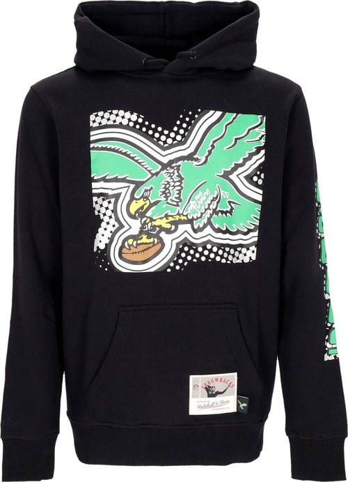 MITCHELL-&-NESS-Felpa-Cappuccio-Uomo-Nfl-Big-Face-7.0-Hoodie-Phieag-Black-da-uomo