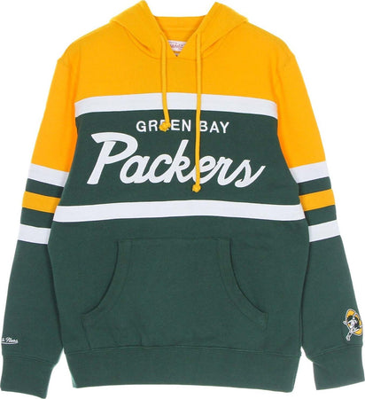 MITCHELL-&amp;-NESS-Felpa-Cappuccio-Uomo-Nfl-Head-Coach-Hoody-Grepac-Original-Team-Colors-da-uomo