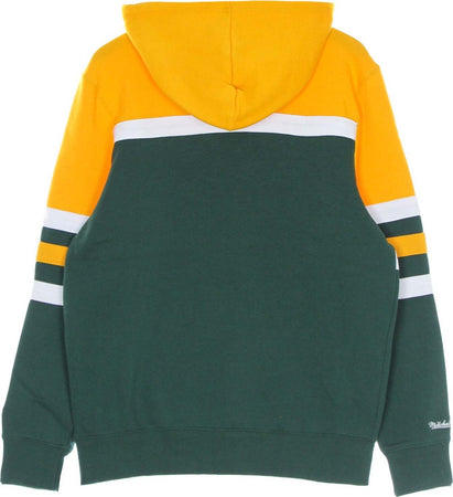 MITCHELL-&amp;-NESS-Felpa-Cappuccio-Uomo-Nfl-Head-Coach-Hoody-Grepac-Original-Team-Colors-da-uomo