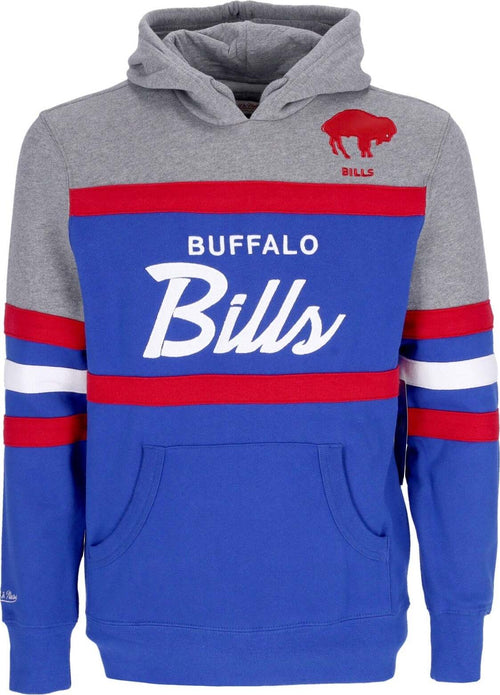 MITCHELL-&-NESS-Felpa-Cappuccio-Uomo-Nfl-Headcoach-Hoodie-Bufbil-Royal-da-uomo