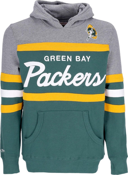MITCHELL-&-NESS-Felpa-Cappuccio-Uomo-Nfl-Headcoach-Hoodie-Grepac-Dark-Green-da-uomo