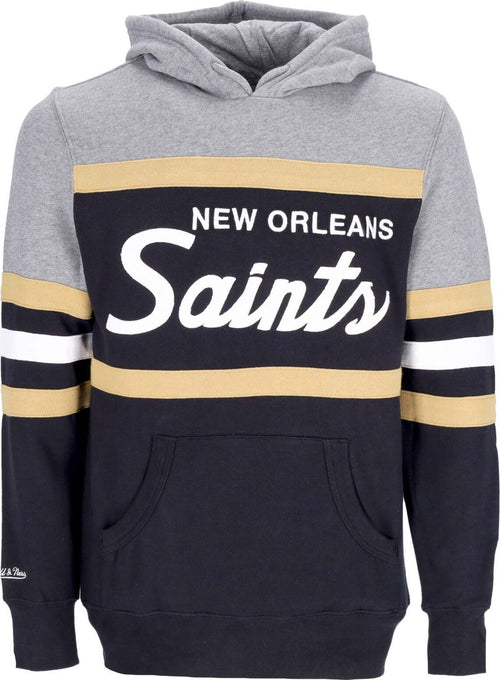 MITCHELL-&-NESS-Felpa-Cappuccio-Uomo-Nfl-Headcoach-Hoodie-Neosai-Black-da-uomo