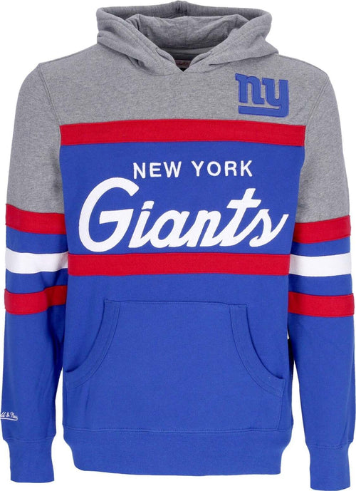 MITCHELL-&-NESS-Felpa-Cappuccio-Uomo-Nfl-Headcoach-Hoodie-Neygia-Royal-da-uomo