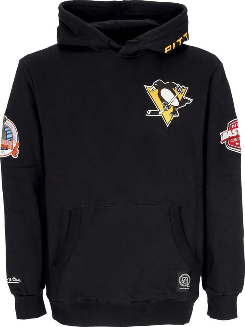MITCHELL-&-NESS-Felpa-Cappuccio-Uomo-Nhl-Hometown-Fleece-Hoodie-Pitpen-Black-da-uomo