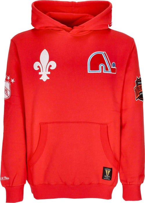 MITCHELL-&-NESS-Felpa-Cappuccio-Uomo-Nhl-Hometown-Fleece-Hoodie-Quenor-Red-da-uomo
