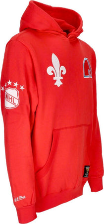 MITCHELL-&amp;-NESS-Felpa-Cappuccio-Uomo-Nhl-Hometown-Fleece-Hoodie-Quenor-Red-da-uomo