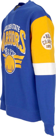 MITCHELL-&amp;-NESS-Felpa-Girocollo-Uomo-Nba-All-Over-Crew-3.0-Golwar-Original-Team-Colors-da-uomo