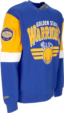 MITCHELL-&amp;-NESS-Felpa-Girocollo-Uomo-Nba-All-Over-Crew-3.0-Golwar-Original-Team-Colors-da-uomo