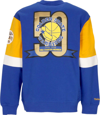 MITCHELL-&amp;-NESS-Felpa-Girocollo-Uomo-Nba-All-Over-Crew-3.0-Golwar-Original-Team-Colors-da-uomo