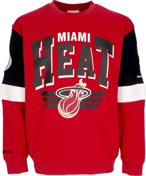 MITCHELL-&-NESS-Felpa-Girocollo-Uomo-Nba-All-Over-Crew-3.0-Miahea-Original-Team-Colors-da-uomo
