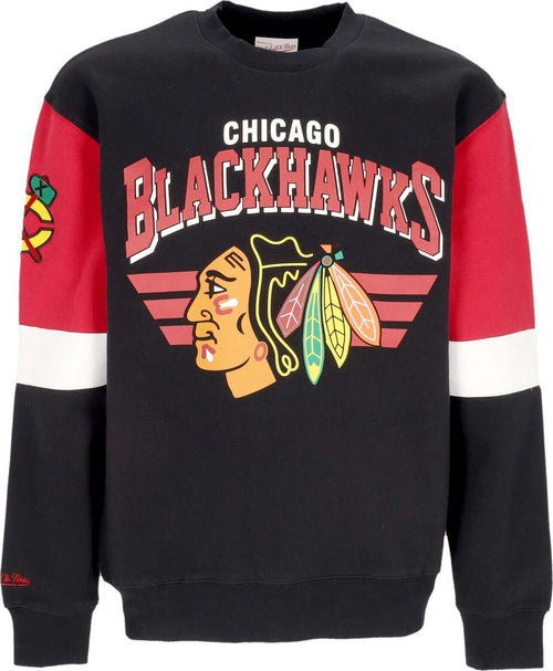 MITCHELL-&-NESS-Felpa-Girocollo-Uomo-Nhl-All-Over-Crew-3.0-Chibla-Original-Team-Colors-da-uomo