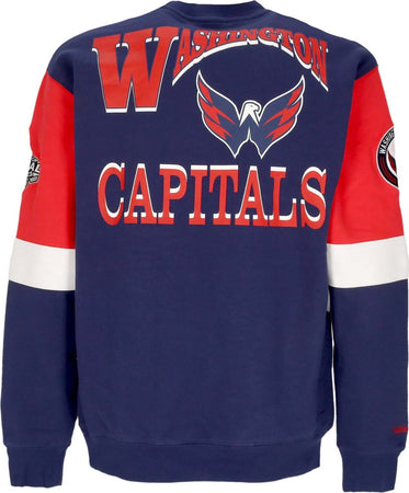 MITCHELL-&amp;-NESS-Felpa-Girocollo-Uomo-Nhl-All-Over-Crew-3.0-Wascap-Original-Team-Colors-da-uomo