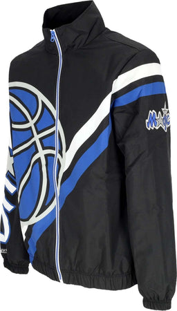 MITCHELL-&amp;-NESS-Giacca-a-Vento-Uomo-Nba-Exploded-Logo-Warm-Up-Jacket-Hardwood-Classics-Orlmag-Black-da-uomo