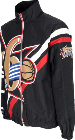 MITCHELL-&amp;-NESS-Giacca-a-Vento-Uomo-Nba-Exploded-Logo-Warm-Up-Jacket-Hardwood-Classics-Phi76e-Black-da-uomo
