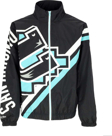 MITCHELL-&amp;-NESS-Giacca-a-Vento-Uomo-Nba-Exploded-Logo-Warm-Up-Jacket-Hardwood-Classics-Saaspu-Black-da-uomo