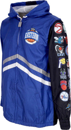 MITCHELL-&amp;-NESS-Giacca-a-Vento-Uomo-Nba-Undeniable-Full-Zip-Windbreaker-Hardwood-Classics-Team-East-Royal-da-uomo