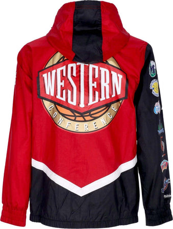MITCHELL-&amp;-NESS-Giacca-a-Vento-Uomo-Nba-Undeniable-Full-Zip-Windbreaker-Hardwood-Classics-Team-West-Scarlet-da-uomo