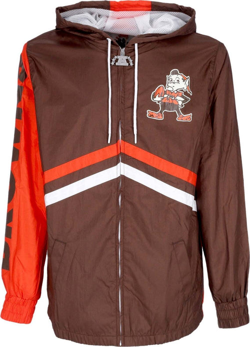 MITCHELL-&-NESS-Giacca-a-Vento-Uomo-Nfl-Undeniable-Full-Zip-Windbreaker-Clebro-Brown-da-uomo