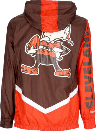 MITCHELL-&amp;-NESS-Giacca-a-Vento-Uomo-Nfl-Undeniable-Full-Zip-Windbreaker-Clebro-Brown-da-uomo